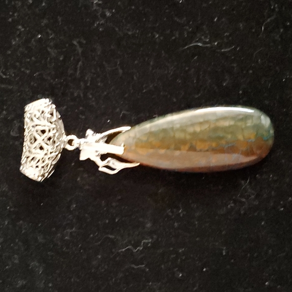 New Amazing Dragon Veins Agate Silver Pendant. - Picture 6 of 10